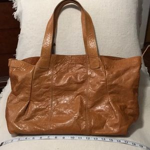 Soft brown leather tote bag